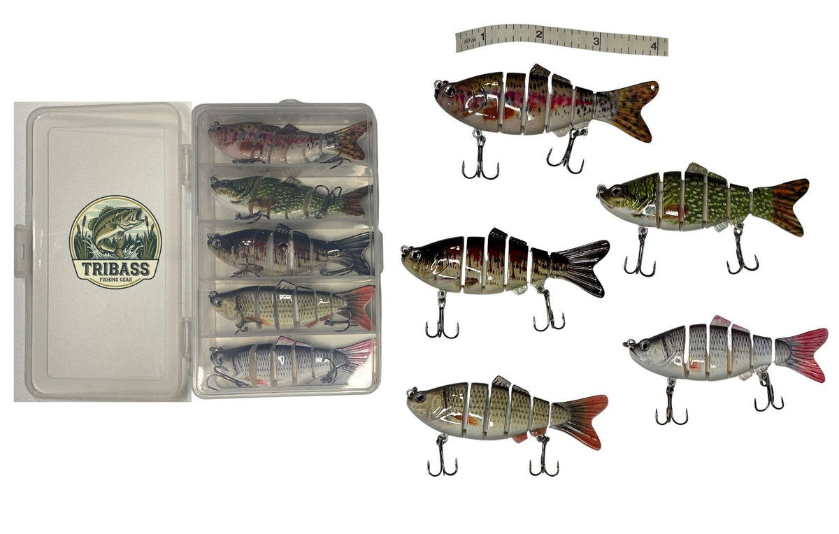 bagley world bass lure TRIBASS™ Fishing Jointed Minnow Lures Multicolor 5- Pack with case Okuma Scorpio Combo 7ft often triggering a strike Color:HATCHERY TROUT EVER-STOCKED