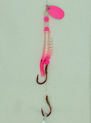 Shrimp - UV Micro Shrimp #03 - Pink and White with Nickel Spinner Blade