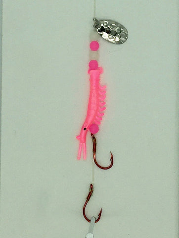 Shrimp - UV Micro Shrimp #02  Hot Pink with Nickel Spinner Blade