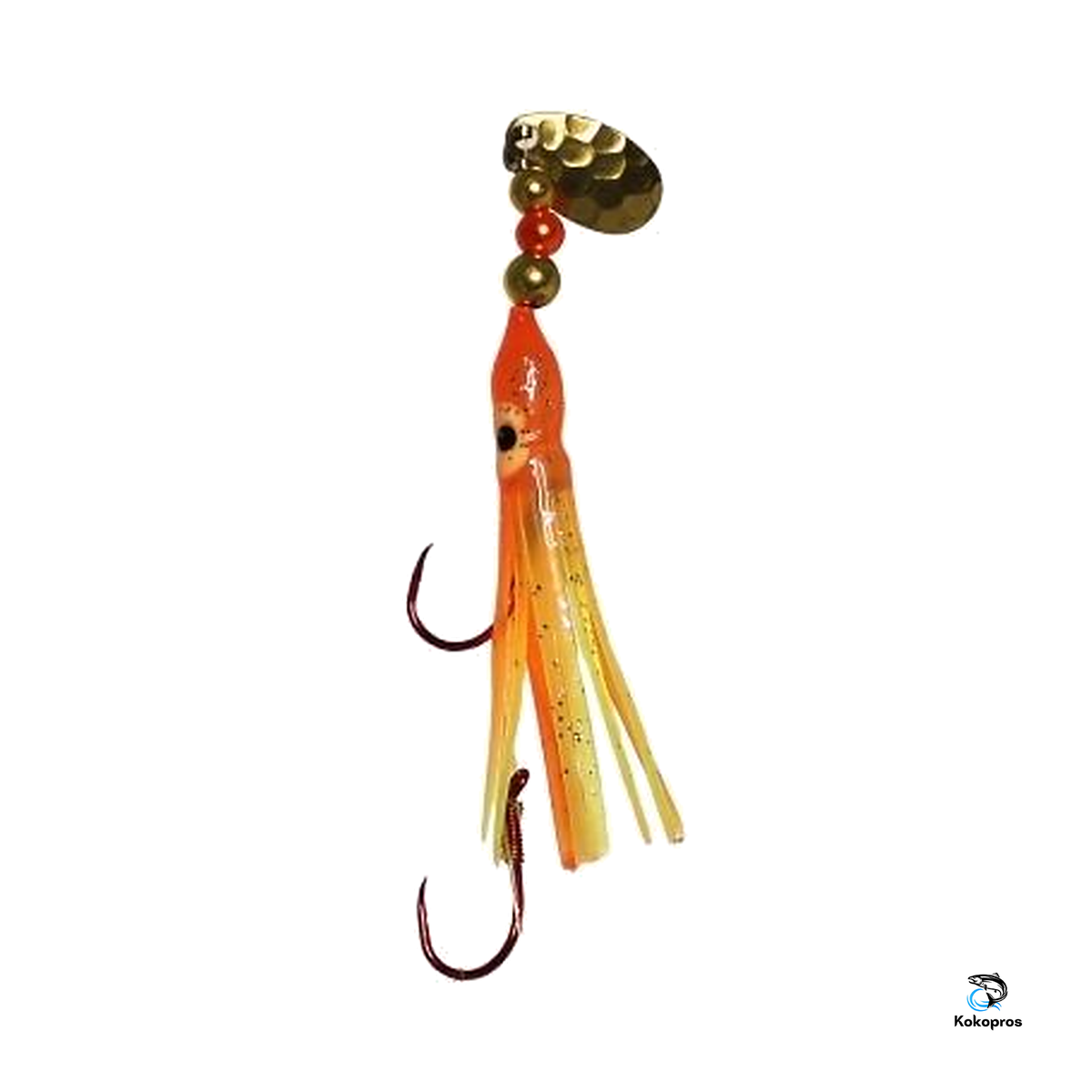 KOKOPROS® Orange Chartreuse luminous octopus hoochie 6 cm close-up
