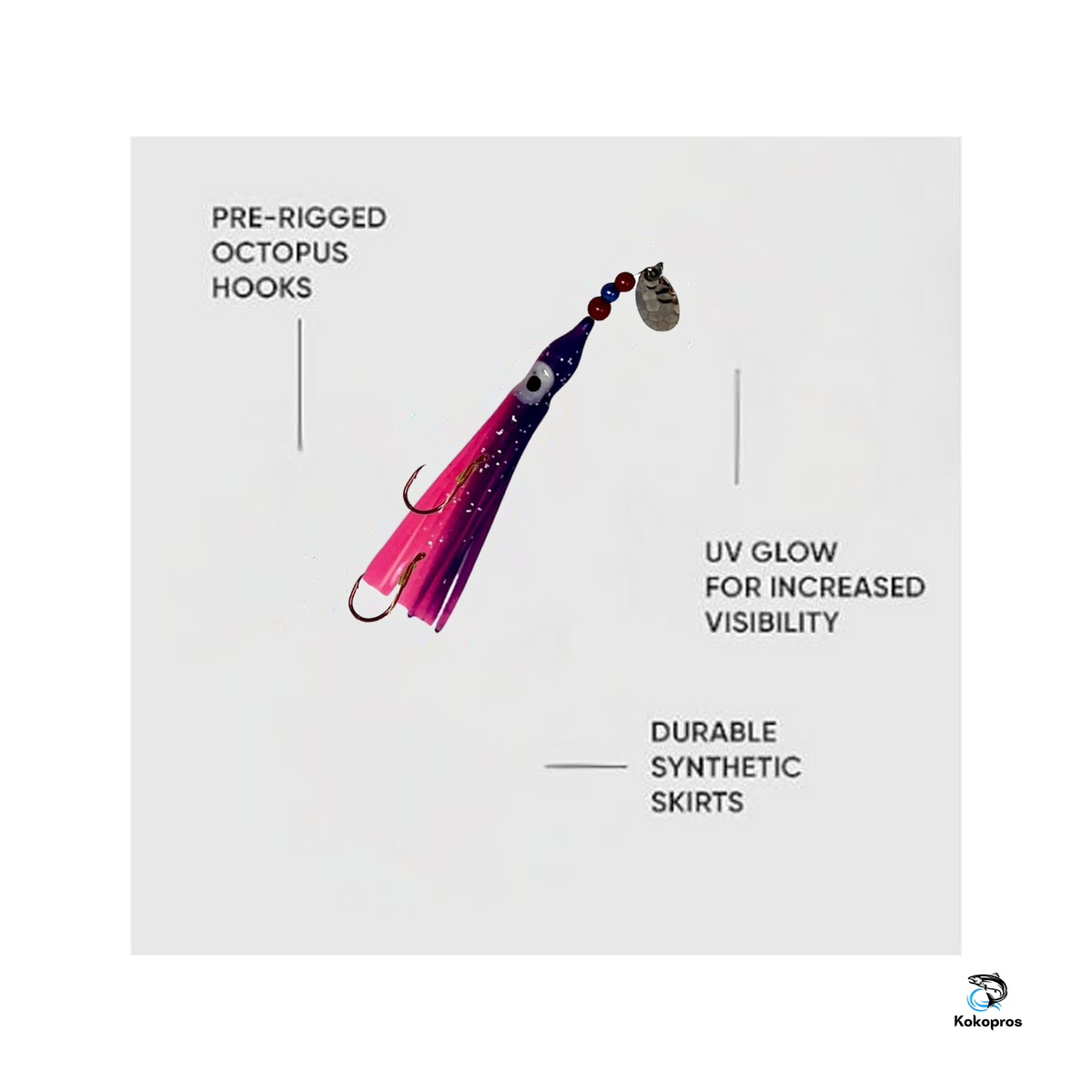 KOKOPROS® Pink and Purple octopus hoochie features