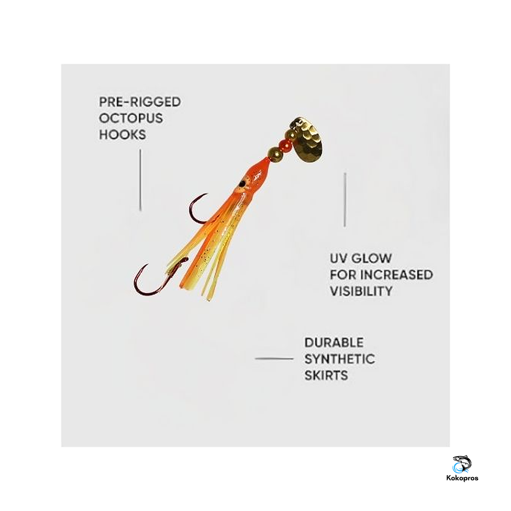 KOKOPROS® Orange Chartreuse octopus hoochie features