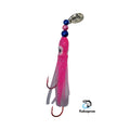 KOKOPROS® Pink and White #3 luminous octopus hoochie, 6 cm, nickel spinner blade