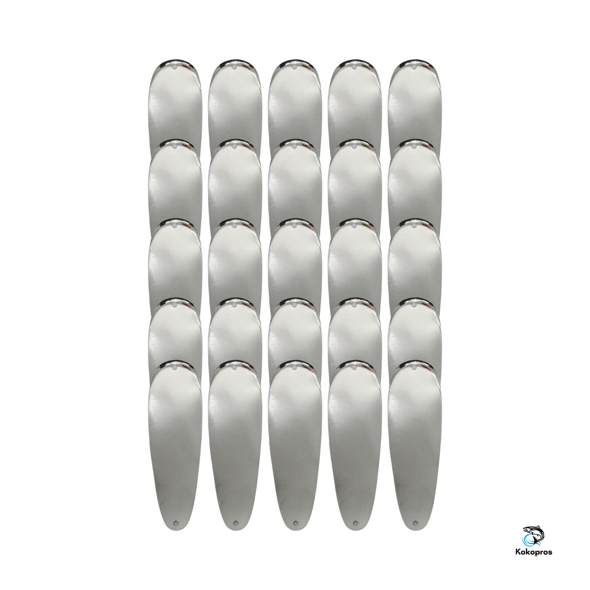 Dodger Blanks - Blank Teardrop Flashers -  Silver  5 1/2 Inch- 25PK