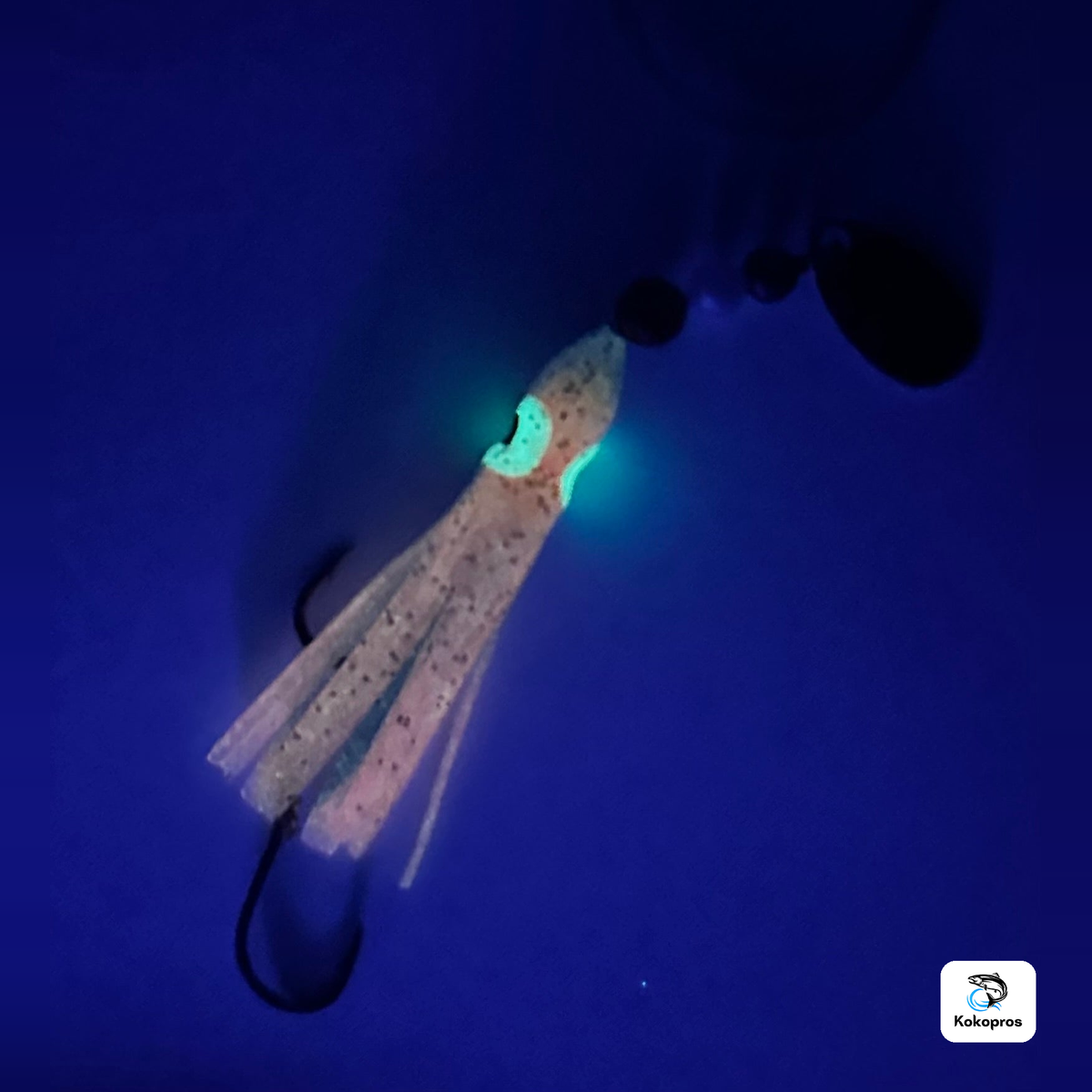 KOKOPROS® Pink and Purple octopus hoochie under UV light