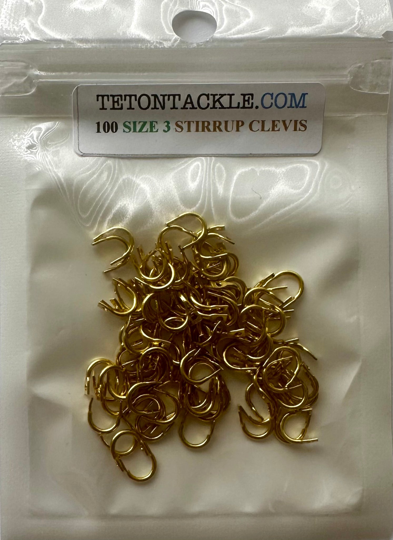 Clevis - 100- Size 3 Gold Stirrup Clevis' Regular Price $4.50 On Sale for a Limited Time $3.50