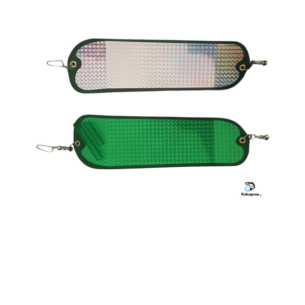 KOKOPROS®  11” Green Machine 360 Salmon Flashers  (2PK) Includes 360° Rotation Fins - Heavy Duty Hardware - Great for Salmon and Trout - Easy to Use