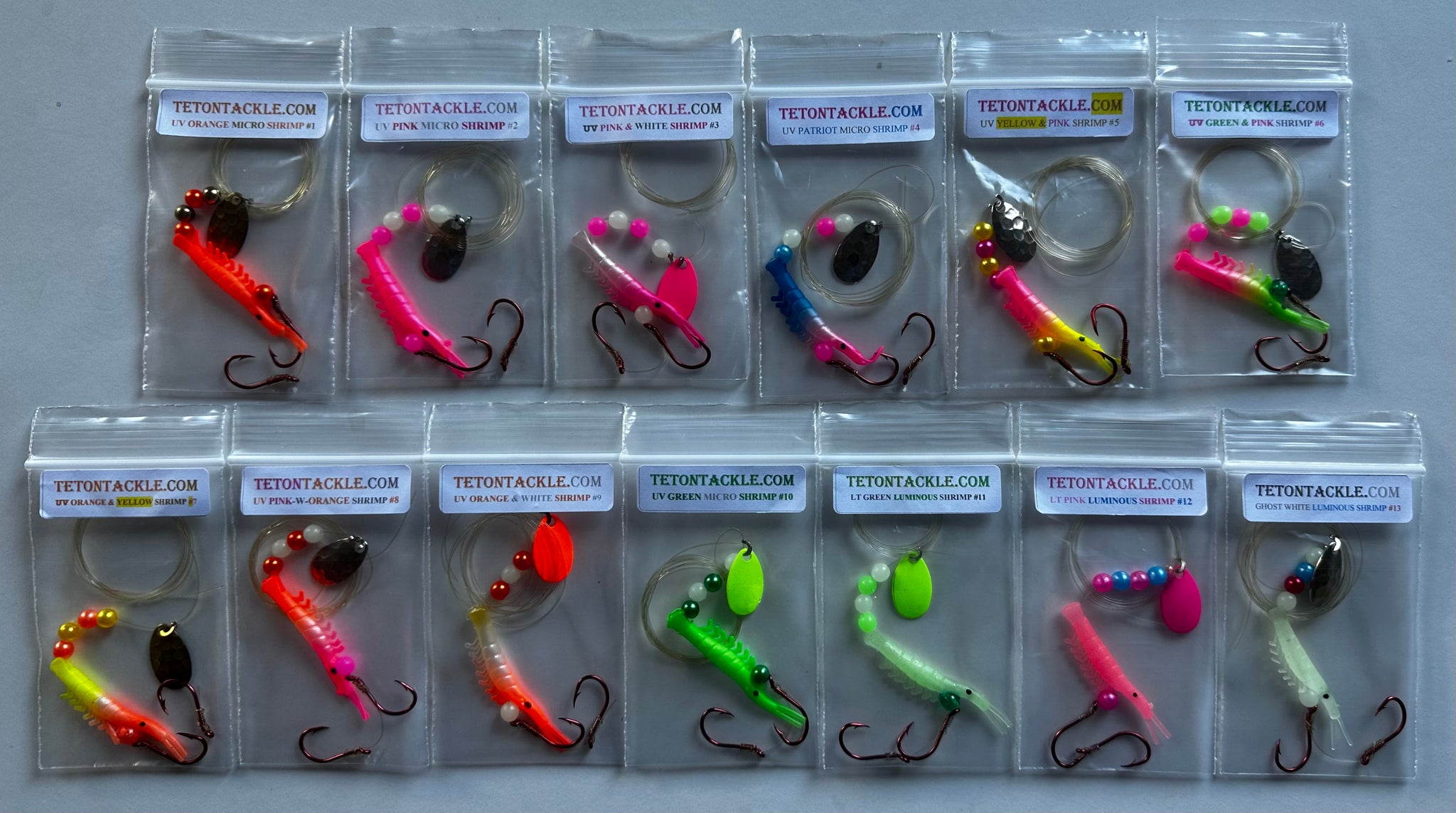 Micro Shrimp *13-Pack of all of our Great Colors! All Pictured below  10-UV Dyed and 3 Luminous-On Sale $35.95