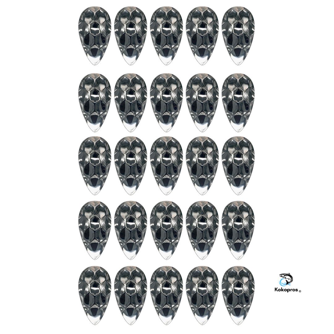 KOKOPROS® silver dimple jet dodger blanks, 25-pack