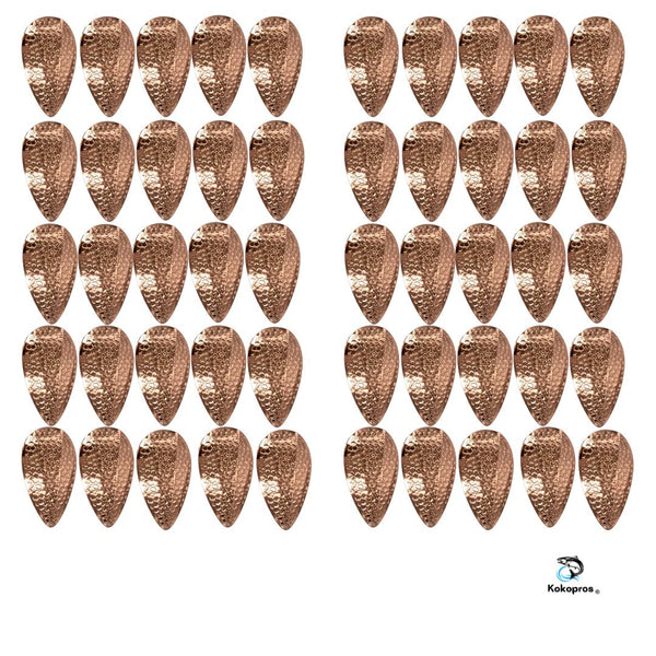 KOKOPROS ® SPRING HAMMERED 4-inch Jet Dodger Blanks (50 Pack) (Silver, Gold, Copper)