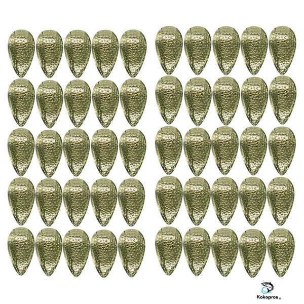 KOKOPROS ® SPRING HAMMERED 4-inch Jet Dodger Blanks (50 Pack) (Silver, Gold, Copper)