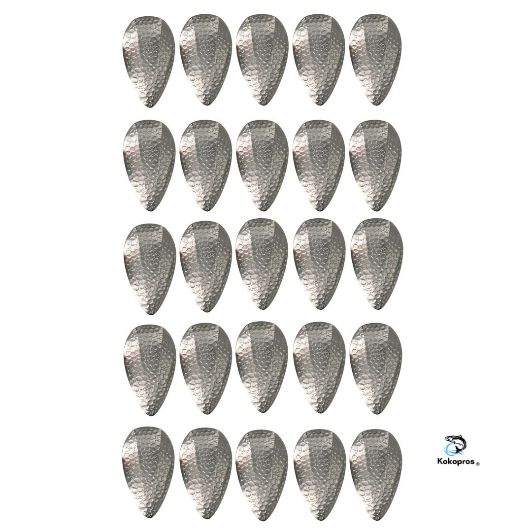 KOKOPROS® Spring Hammered silver 4-inch jet dodger blanks