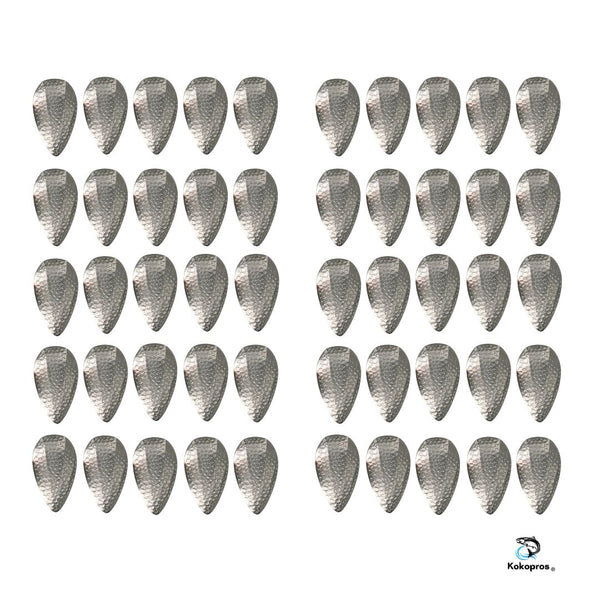 KOKOPROS ® SPRING HAMMERED 4-inch Jet Dodger Blanks (50 Pack) (Silver, Gold, Copper)
