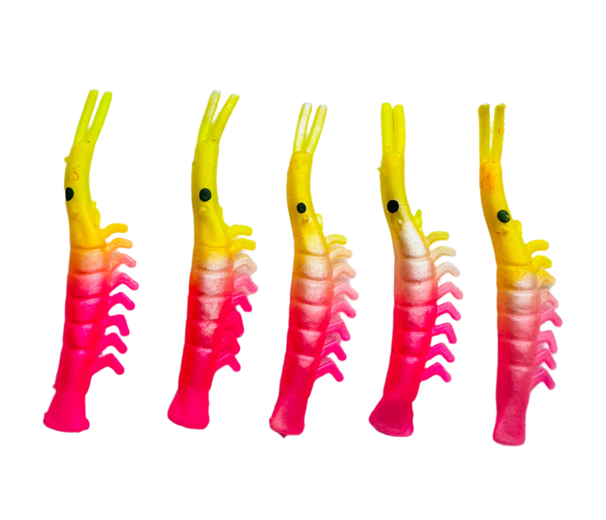 KOKOPROS® UV micro shrimp #05, Yellow and Pink, nickel spinner blade, five shrimp