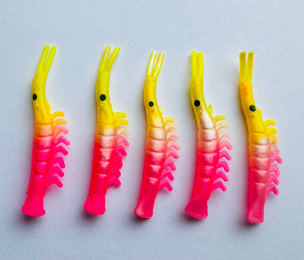 Shrimp - UV Micro Shrimp #05 -Yellow and Pink with Nickel Spinner Blade