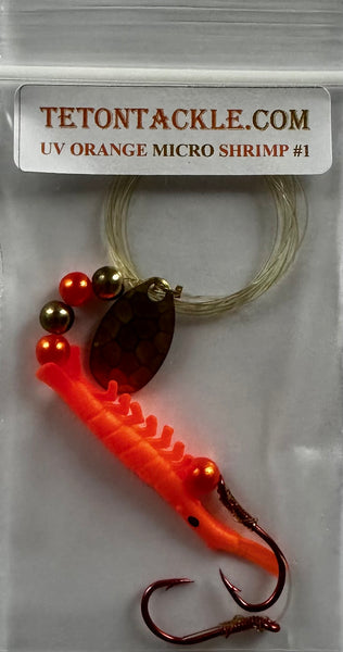 Shrimp - UV Micro Shrimp #01 - Orange Sunshine with Brass Spinner Blade