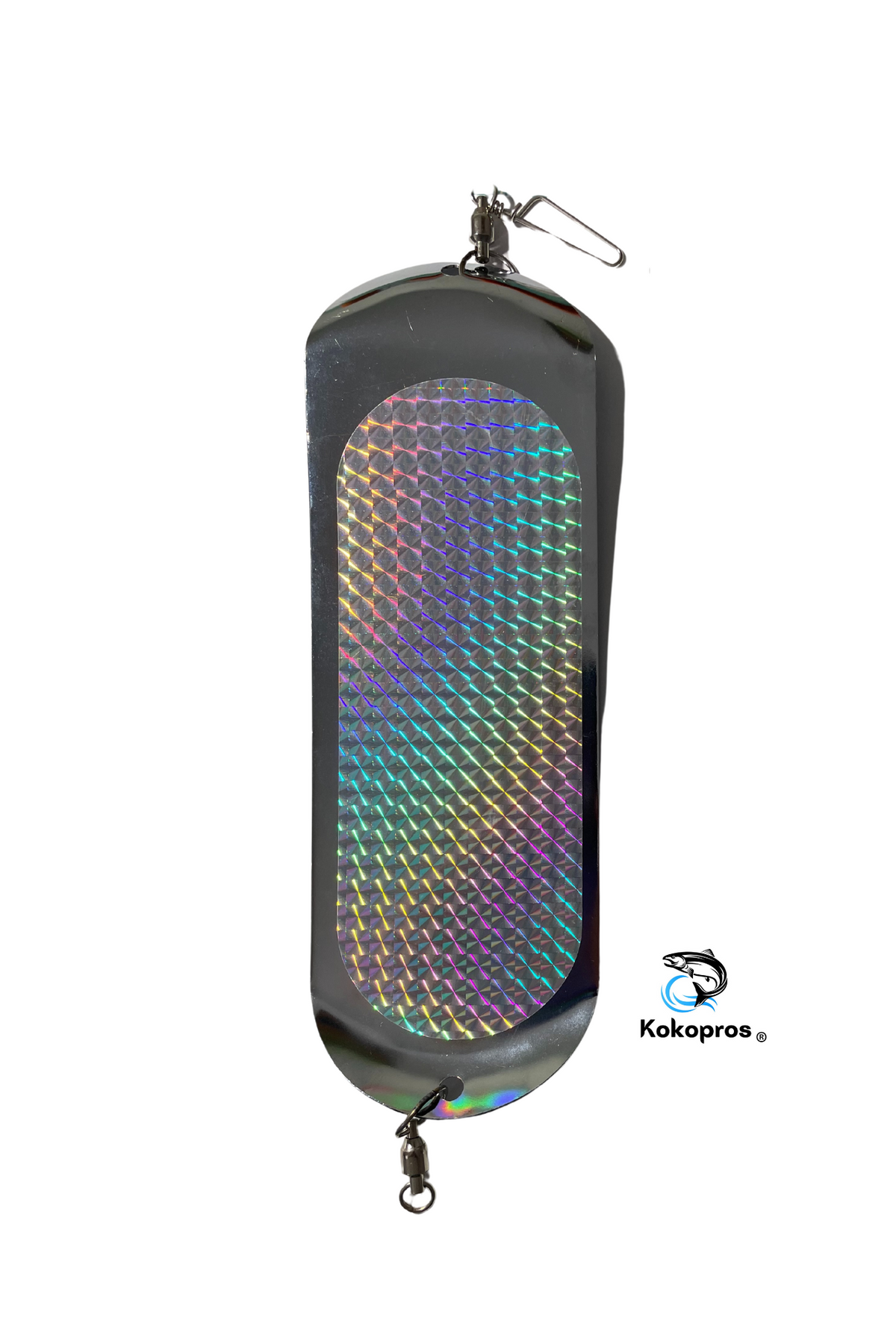 KOKOPROS® pink and silver salmon flashers, 8 1/2-inch, 2-pack, back view