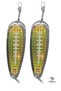 KOKOPROS® chrome-plated gold teardrop flashers with ladders, 5 1/2-inch, 2-pack