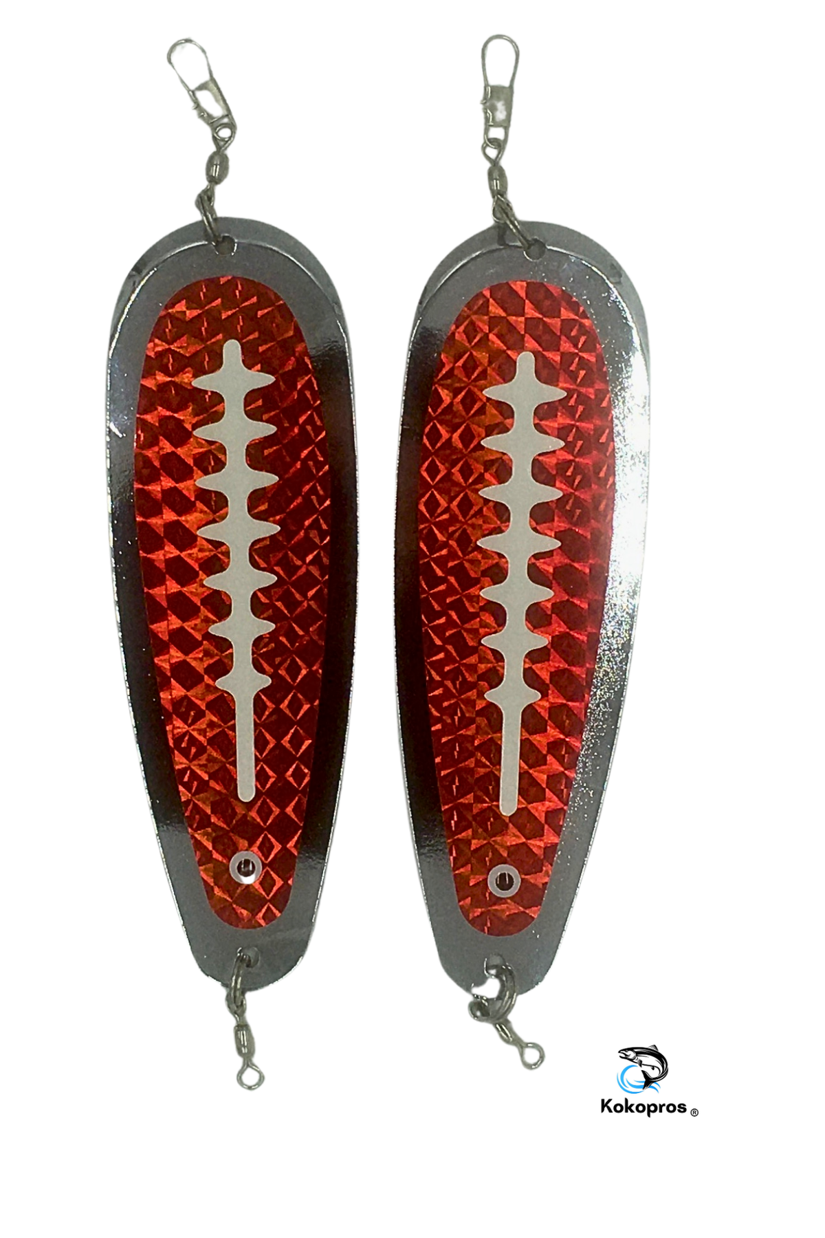 KOKOPROS® chrome-plated red teardrop flashers with ladders, 5 1/2-inch, 2-pack