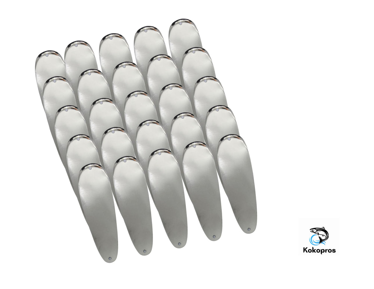 Dodger Blanks - Blank Teardrop Flashers -  Silver  5 1/2 Inch- 25PK