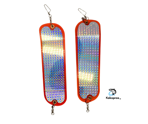 KOKOPROS® Kokanee Salmon Fishing DodgerOrange Machine 8-1/2" -Side to side action - Saltwater & Freshwater Use - 2-Pack Orange Machine 8 1/2 in Flashers (2 PK)