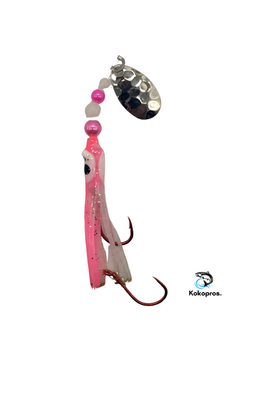 Hoochie - KOKOPROS ® Lt Pink #1 - Luminous Micro Hoochie with Pink Spinner Blade
