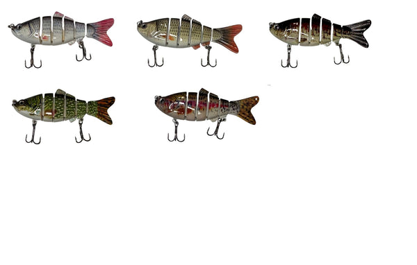 KOKOPROS® Bass Fishing Jointed Minnow Lures Multicolor 5- Pack with case.