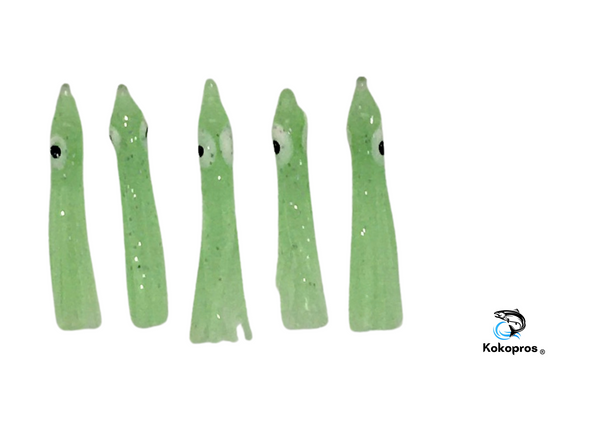Squid skirts - KOKOPROS® 4.5 cm Light Green Luminous Micro Squid Skirts (5-PACK)