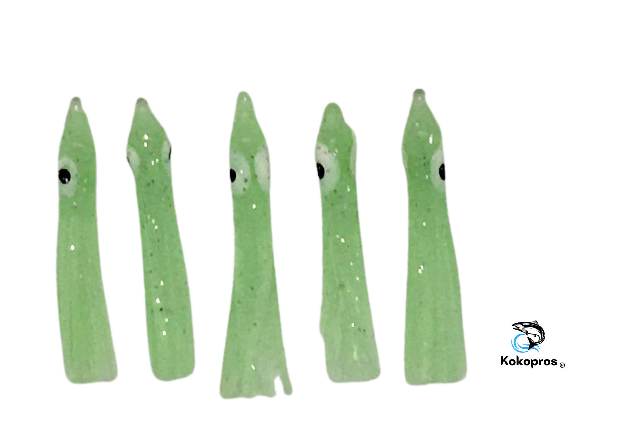 Squid skirts - KOKOPROS® 4.5 cm Light Green Luminous Micro Squid Skirts (5-PACK)