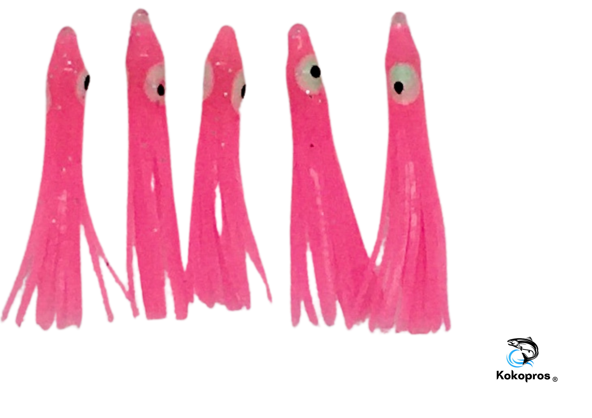 Squid skirts -KOKOPROS®  4.5 cm Hot Pink Luminous Micro Squid Skirts (5-PACK)