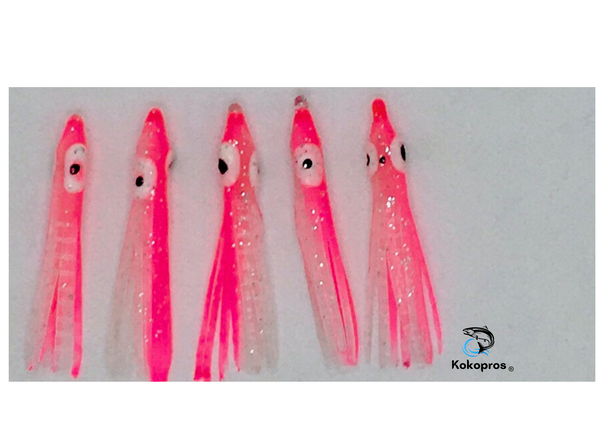 Squid skirts - KOKOPROS® 4.5 cm Pink and White Luminous Micro Squid Skirts (5-PACK)
