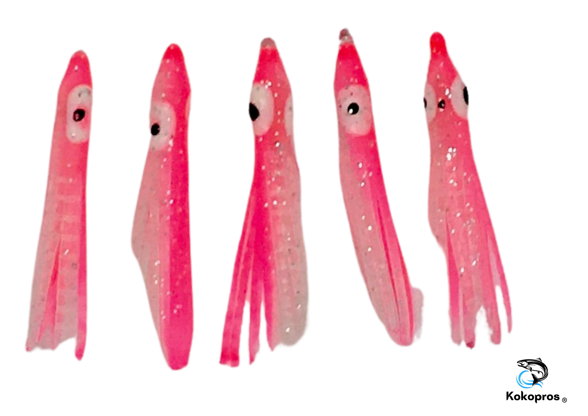 Squid skirts - KOKOPROS® 4.5 cm Pink and White Luminous Micro Squid Skirts (5-PACK)