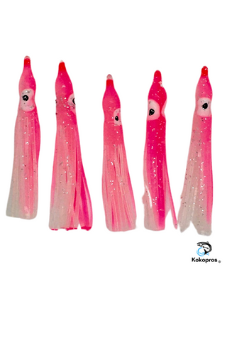 Squid skirts - Regular 6 cm  Pink and White Squid Skirts (5-PACK)