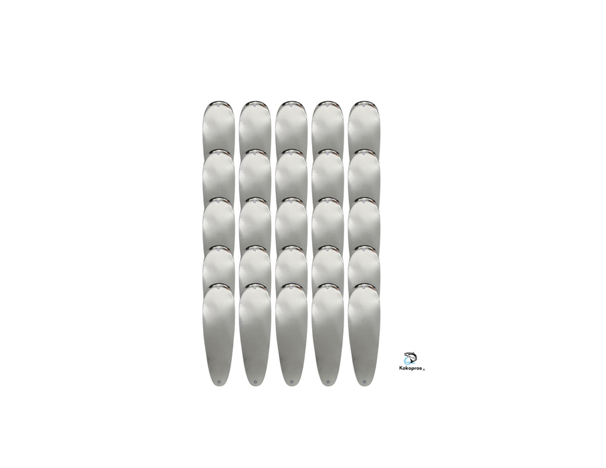 Dodger Blanks - Blank Teardrop Flashers -  Silver  5 1/2 Inch- 25PK