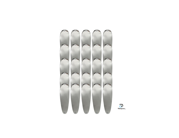 Dodger Blanks - Blank Teardrop Flashers -  Silver  5 1/2 Inch- 25PK