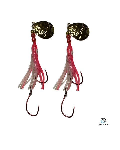 Salmon Tackle- Kokopros® Twin Pack Pink and White Hoochie 4/0 Snell Hooks