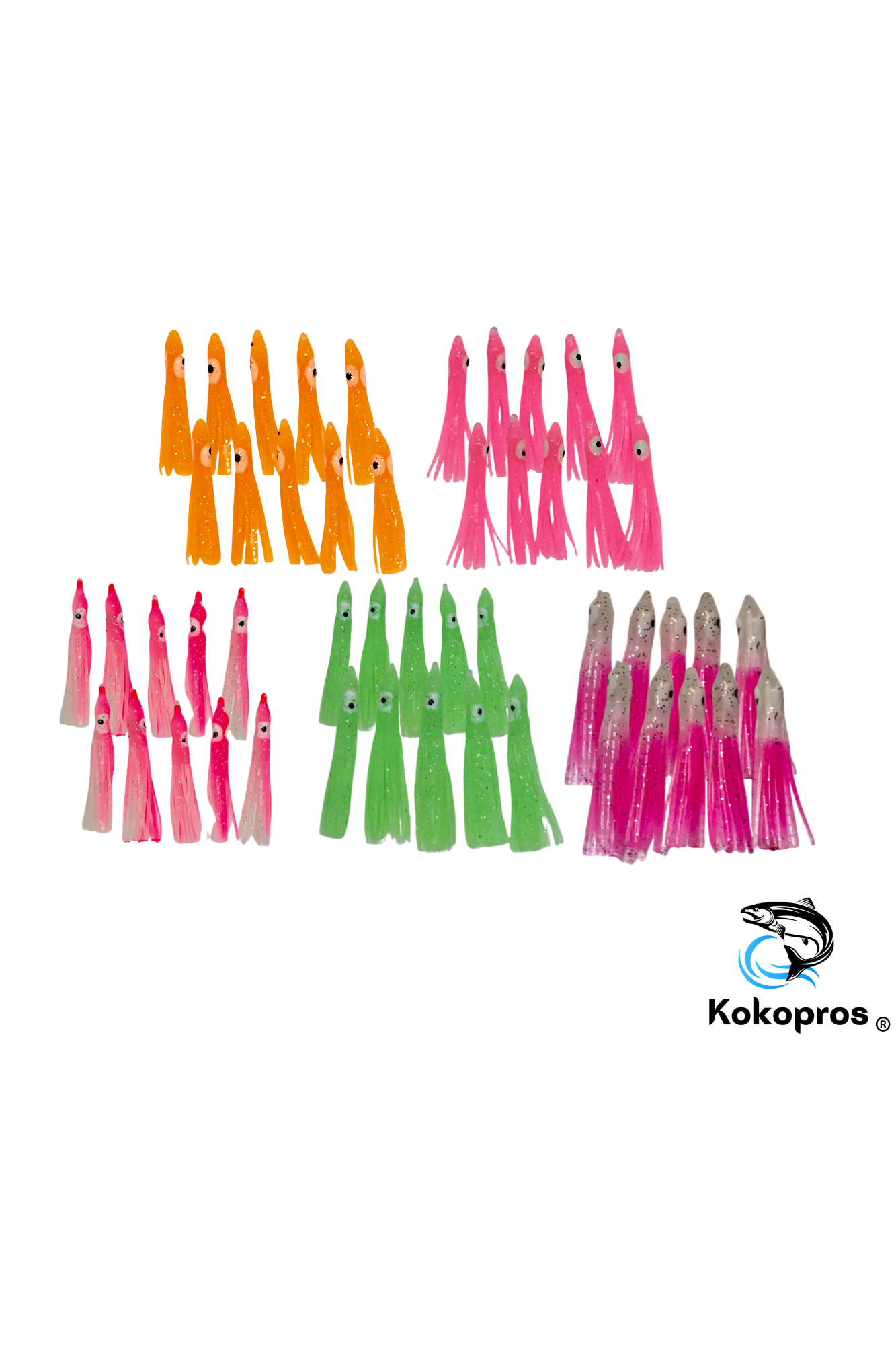 MICRO LUMINOUS KOKOPROS® 4.5 cm Squid Skirts - Assorted - 50 Pack