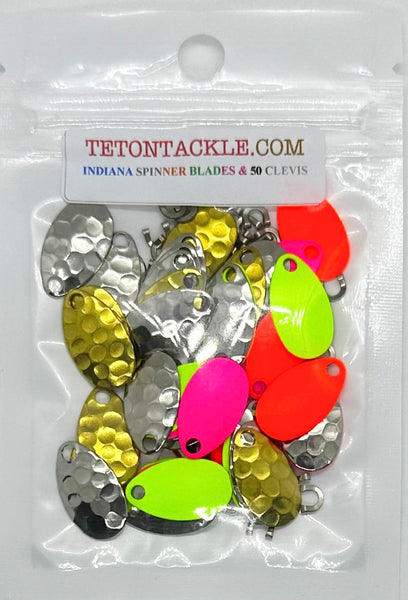 Spinner blades - 50 Assorted Indiana Spinner Blades w/ Folded Clevis Normally $13.95 *on Sale $11.95