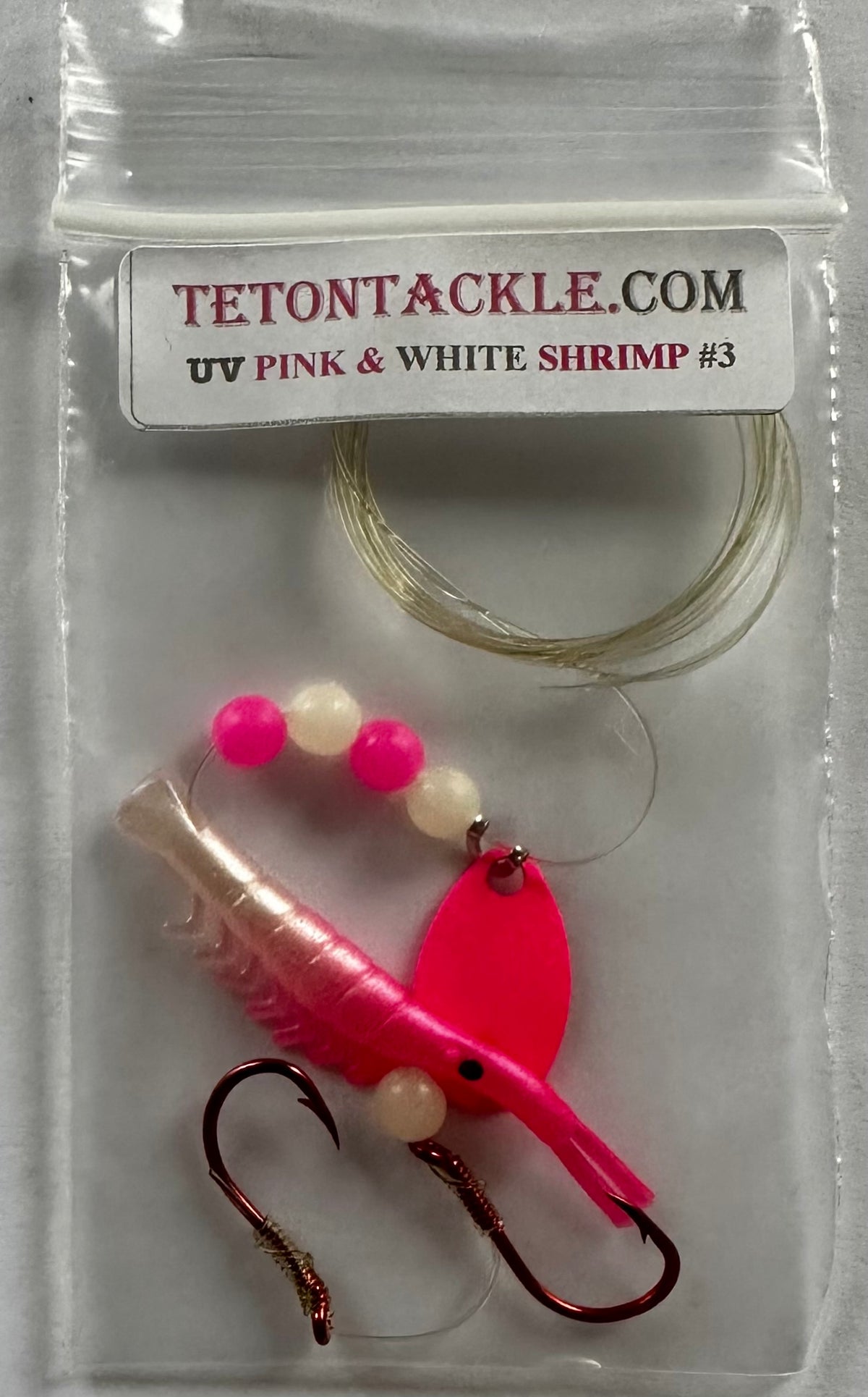 KOKOPROS® UV micro shrimp #03, Pink and White, nickel spinner blade, in packaging