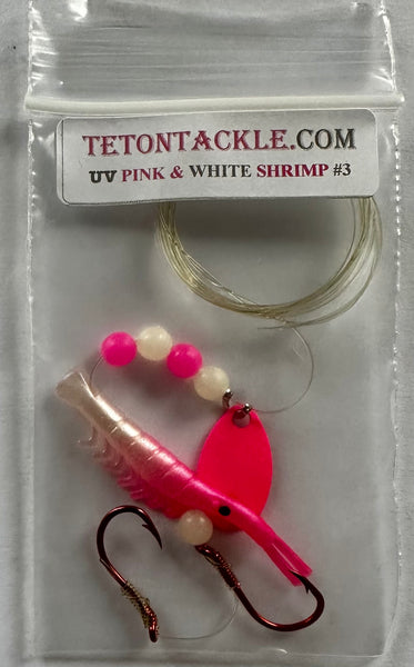 Shrimp - UV Micro Shrimp #03 - Pink and White with Nickel Spinner Blade