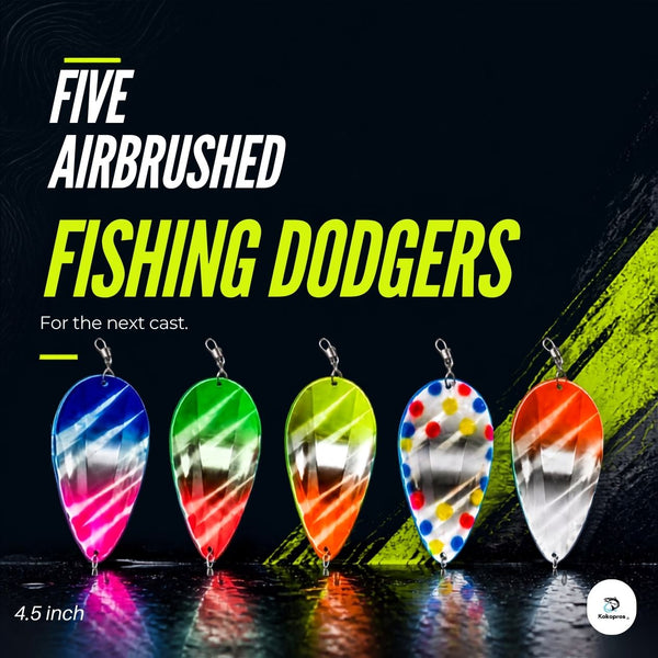 KOKOPROS® Jet Squadron 5 PK Airbrushed Jet Dodgers 4 1/2-inch for Kokanee Salmon Fishing