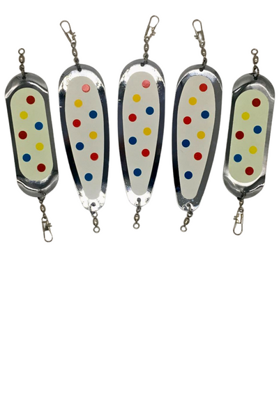 Dodger - KOKOPROS® * Finished Kokanee Salmon Hyperglow Teardrop Fishing Flasher, 5-1/2 " Length Chrome, Multicolor 5 Pack Salmon & Kokanee Fishing Tackle, Durable Metal Design