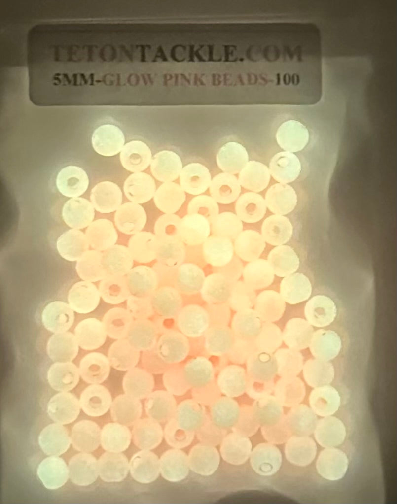 Beads - (5mm) Pink Glow beads -- (100 Pack)