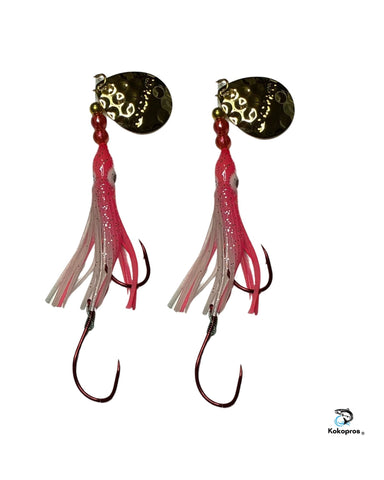 Salmon Tackle- Kokopros® Twin Pack Pink and White Hoochie 4/0 Snell Hooks
