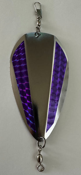 Jet Dodger - Kokopros Silver Jet Dodger with Reflective  Bright Purple Sidebars-