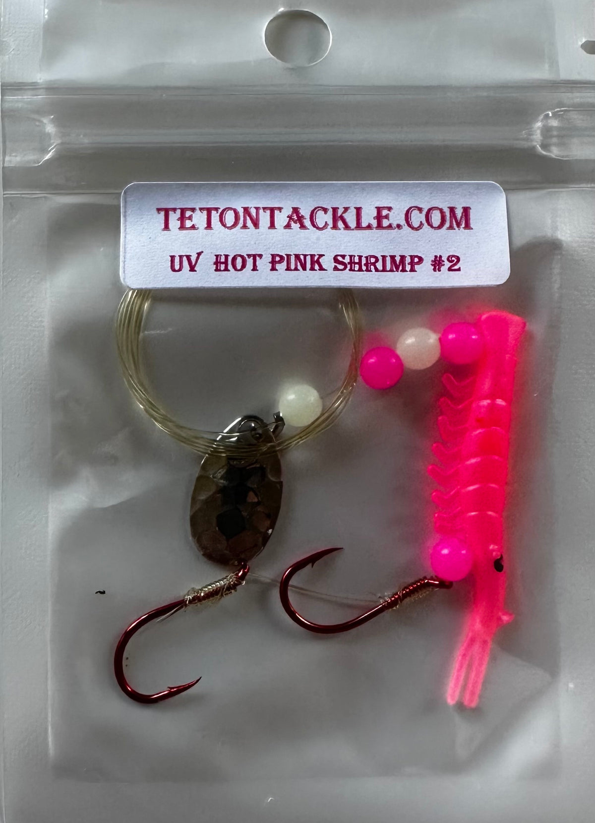 KOKOPROS® UV micro shrimp #02, Hot Pink, nickel spinner blade, in packaging