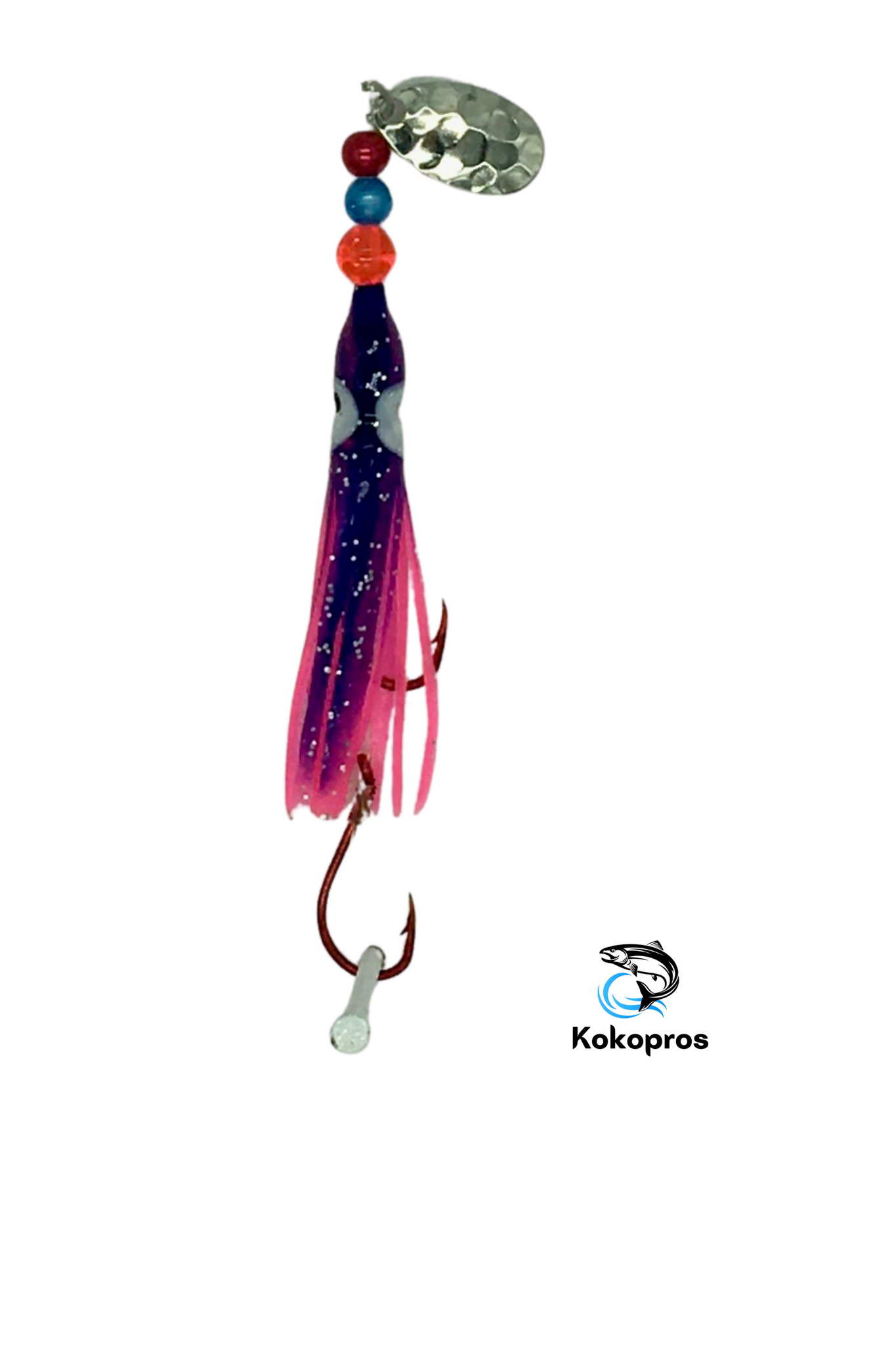Hoochie - KOKOPROS® Purple and Pink #6 Luminous Octopus Hoochie with Nickel Spinner Blade- 6cm