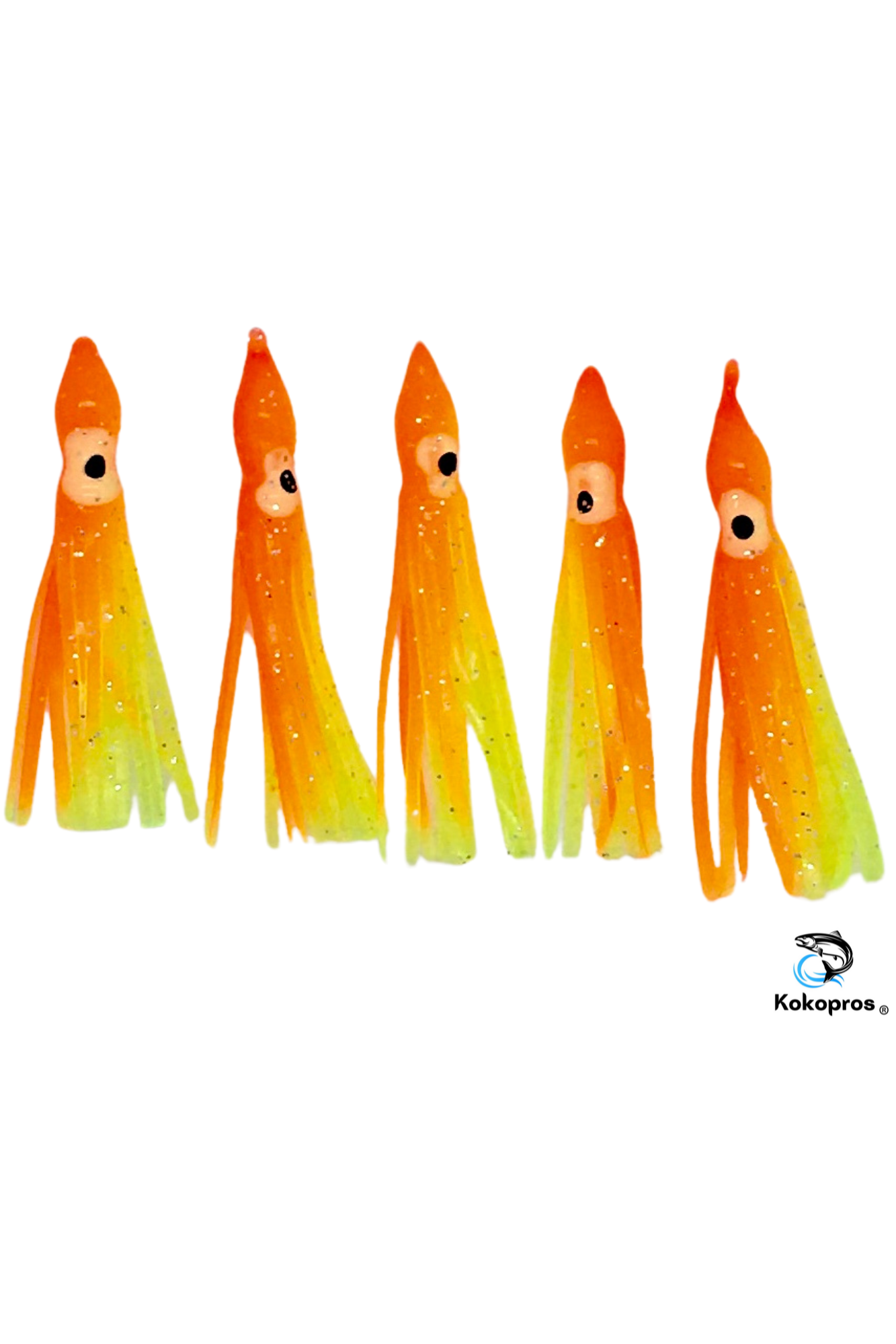 Squid skirts - KOKOPROS® Regular 6 cm Orange Chartreuse Squid Skirts   (5-PACK)