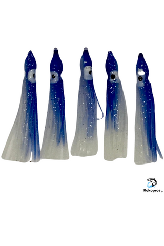 Squid skirts - KOKOPROS® 6 cm Luminous Squid Skirts 5-pack- Blue Magic