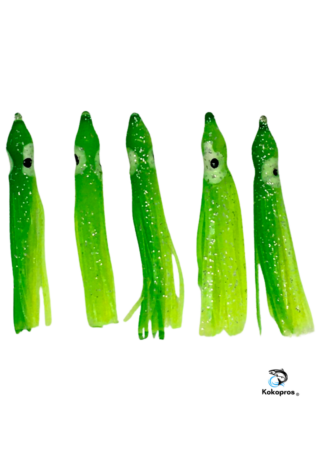 KOKOPROS® green chartreuse squid skirts, 6 cm, 5-pack